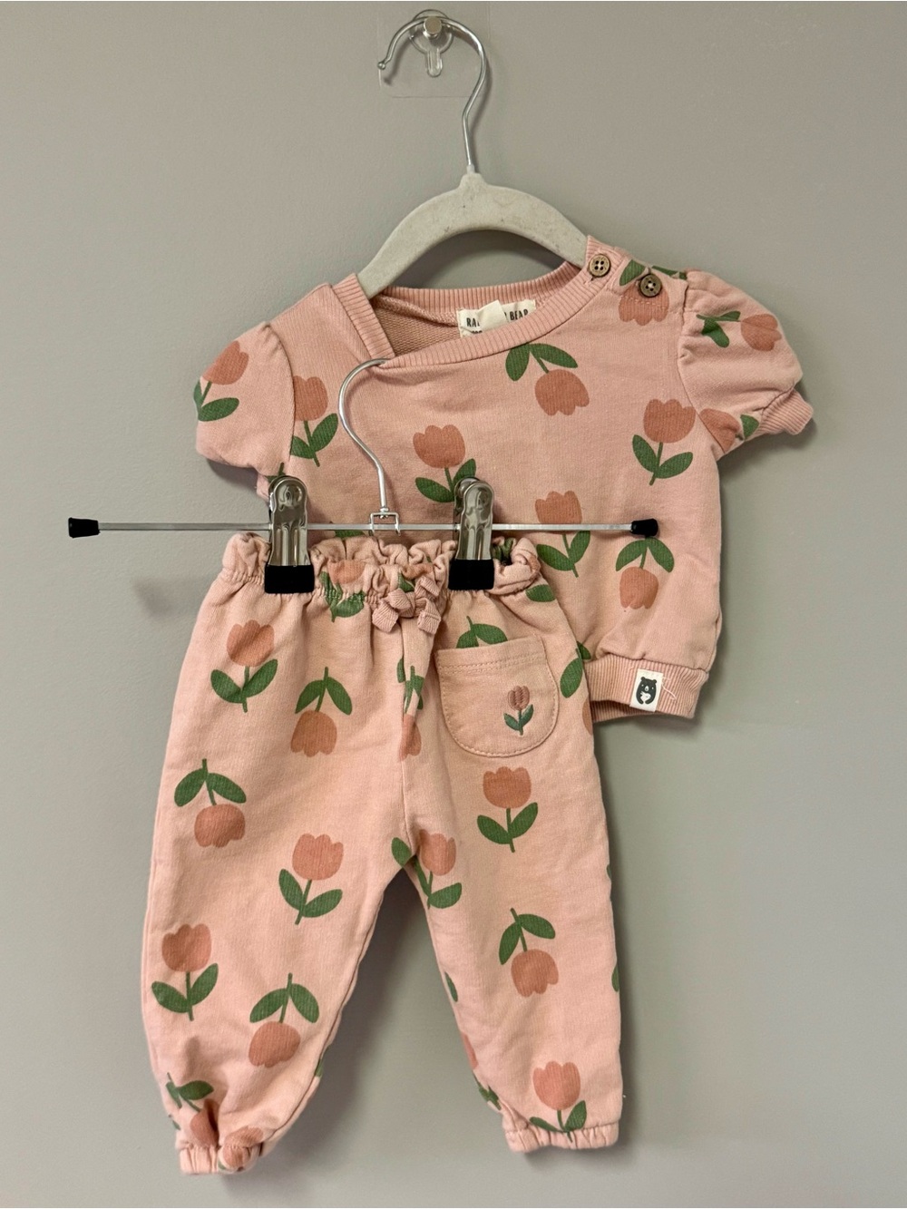 Soft Pink Floral Kids Matching Set